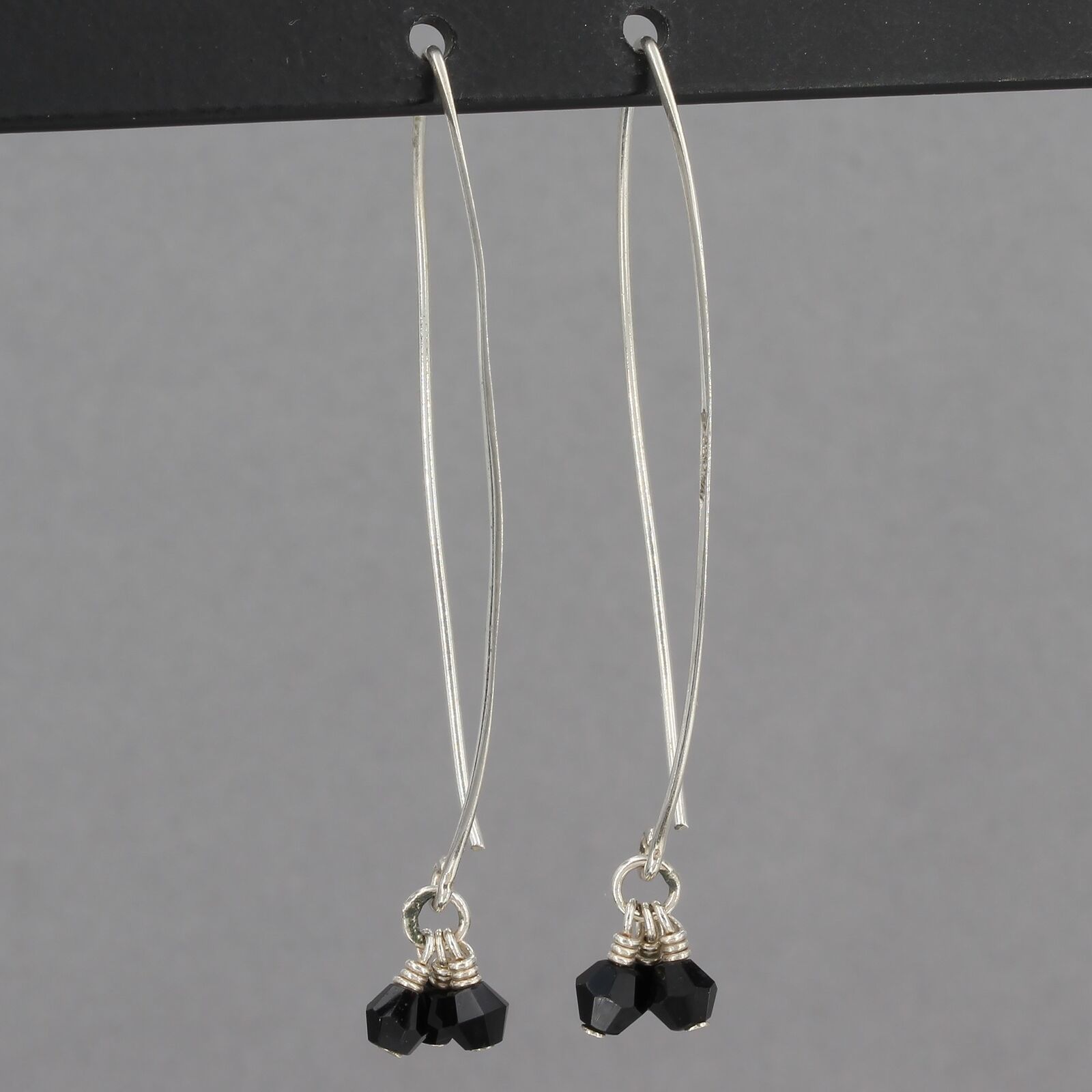 Primary image for Retired Silpada SOCIAL GATHERING Sterling Black Bead Dangle Wire Earrings W1311