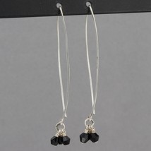 Retired Silpada Social Gathering Sterling Black Bead Dangle Wire Earrings W1311 - £23.53 GBP