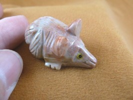 (Y-MOU-16) little Red gray MOUSE carving gem FIGURINE SOAPSTONE PERU pet... - $8.59