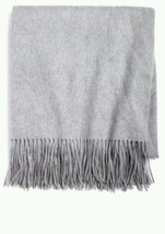 100% Authentic Sofia Fringed Cashmere Throw Grey Gray - $364.64