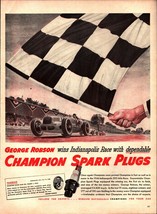 1946 Champion Spark Plugs George Robson Wins Indy 500 Vintage Print Ad d7 - £20.08 GBP