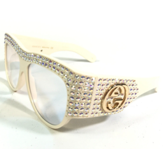 Gucci Sunglasses GG0144S 004 Ivory Oversize Shiny Rhinestone Frames 56-14-135 - £783.90 GBP