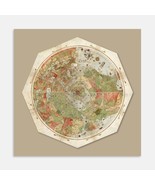 Flat Earth Map Print 1587, Vintage Circular Map of The World, Flat World Map - $24.74 - $86.12