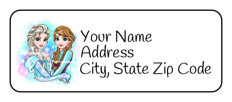 Frozen Anna Elsa Return Address Labels, Stickers, Personalized, Disney, Tag (30)