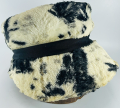 VTG Mr John Jr Black White Derby Cloche Peach Basket Nice Faux Fur Hat Leopard - £35.32 GBP