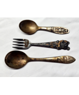 Vintage DISNEY Flatware Lot Of 3 Spoons &amp; Fork - MICKEY MOUSE, PUSS-N-BOOTS - $19.78