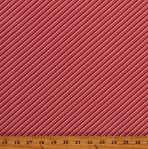 Cotton Candy Cane Striped Stripes  Winter Red Fabric Print by Yard D407.32 - £11.15 GBP