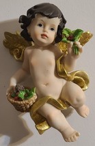 Cherub Baby Angel Sunflower Fruit Religious Wall Hanging Figurine Set Of 4 - £30.08 GBP