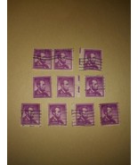 Lot #10 10 1954 Lincoln 4 Cent Cancelled Postage Stamps Purple Vintage V... - £11.68 GBP