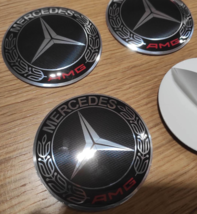 mercedes AMG wheel center cap-set of 4-Metal Stickers-self adhesive Top Quality - $19.00+