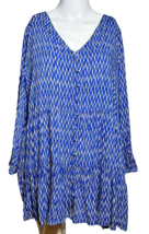 Anthropologie Maeve Shirt Women&#39;s XL Blue Tunic Bohemian Long Sleeve V-Neck - AC - £19.19 GBP