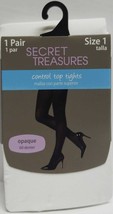Secret Treasures Control Top Tights Opaque 1 Pair  Size 1 White (LOC TUB... - $9.89