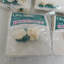 Lot of 5 Offray Ribbon Accessories Sew On Boutique 815 Cream Peony with Leaf New - $9.75