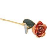 24k Gold Dipped Orange Lacquer Real Rose Valentine&#39;s Day Holiday Gift - $121.00