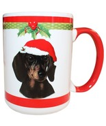 Dachshund Black Christmas Coffee Mug 15 oz E&amp;S Pets Dog Puppy Tea Cup Ho... - $19.78