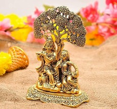 Radhey Krishna handmade Brass divine idol for religious puja &amp; decor gifts - £51.90 GBP