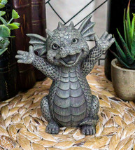 Hug Me Please! Small Baby Garden Dragon With Wide Open Arms Statue Fantasy Decor - £18.02 GBP