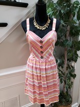 My Michelle Womens Pink Striped Linen Sweetheart Neck Sleeveless Tank Dress L - £33.46 GBP