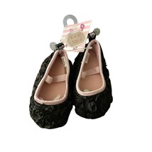 Stepping Stones Baby Girl Shoes - Pink &amp; Black Ruffle Flats, Size 3 (6-9... - $11.88