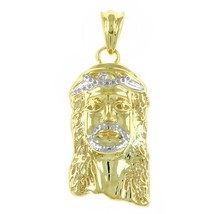 14K Yellow Gold Plated Silver Jesus Face Charm Pendants 1&quot; Women&#39;s Day Gift - £74.73 GBP