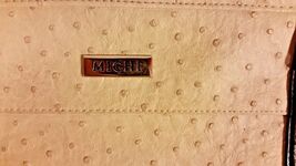 WOMENS MICHE TAN BLACK TRIM OSTRICH SKIN DESIGN 18&quot; X 13&quot;X 5&quot; SHOULDER B... - $13.46