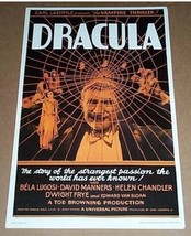 Vintage 17x11 Official Dracula Universal Studio movie monster poster,Bel... - $29.69