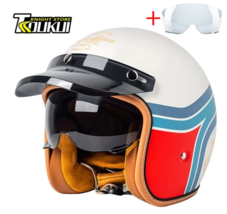 Helmet Motorcycle 3/4 Open Face Helmet Series 4  Retro Helmet DOT Certif... - £77.82 GBP