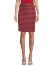 Kasper Womens Classic Tweed Fringed Straight Skirt Red Size 14 - £10.77 GBP