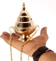 Brass Hanging Incense Censer/Charcoal Incense Burner with Chain 4.5 H - £14.78 GBP