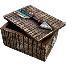 Southwestern Indian Turquoise Arrow Feather Faux Wooden Decorative Jewel... - $22.99
