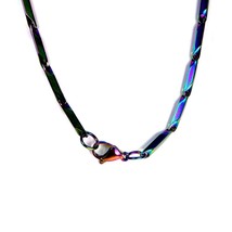 Rainbow Bar Link Chain Bracelet 316L Stainless Steel Anklet 9-11.5 Inch Long - £9.58 GBP