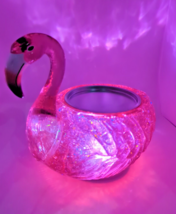 Bath and Body Works Pink Water Globe Flamingo 3 Wick Light Up Candle Holder - $29.99