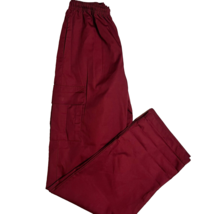 NHS Scrub Trousers Medium Burgundy Red Cargo Pocket Elastic Waist Scrub Bottoms - £10.53 GBP