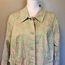 CJ Banks Trench Coat Womens 1X Used Pink Green Unlined Stretched  - £19.55 GBP