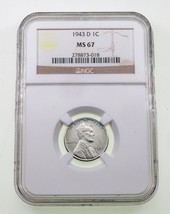 1943-D 1C Lincoln Cent Steel Graded by NGC as MS-67 - £117.44 GBP