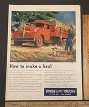 Vintage Print Ad Dodge Red Truck Boy Fishing Dog Man Hauling Load 1940s Ephemera - £13.10 GBP