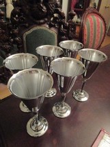 Aluminum 6 Chromium Plated Footed Goblets 6 1/2&quot; - £97.32 GBP