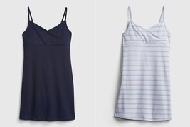 New GAP Teen Girls Navy Blue Striped Spaghetti Strap Crossover Cami Dress 8 10 - £15.94 GBP