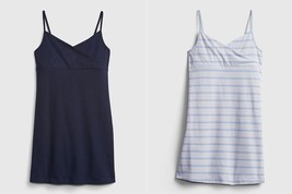 New GAP Teen Girls Navy Blue Striped Spaghetti Strap Crossover Cami Dres... - $19.99