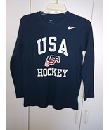 NIKE THERMA-FIT BOYS WAFFLE WEAVE LS NAVY SHIRT W/&quot;USA HOCKEY&quot; -COTTON/P... - £10.92 GBP