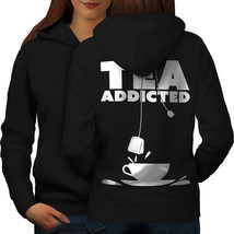 Tea Addict Drink Food Sweatshirt Hoody Bag Cuppa Women Hoodie Back - £16.52 GBP