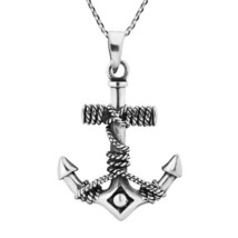 Beautiful Nautical Anchor and Rope Sterling Silver Necklace - £29.67 GBP