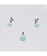 Japan Blue Intaglio Pagoda Opaline Glass Sterling Silver Pendant+Screw E... - $1,223.65 MXN