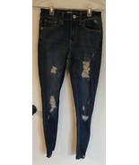 Womens 1 24 KanCan Distressed Punk Dark Blue Wash Skinny Denim Jeans KC7... - $165.69 MXN