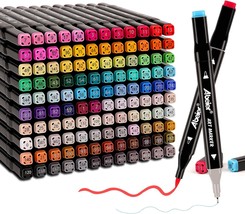 Dual Brush Tip Marker Pens 120 Vibrant Colors Water Based Non Toxic Art Supplies - £45.51 GBP