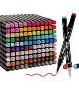 Dual Brush Tip Marker Pens 120 Vibrant Colors Water Based Non Toxic Art ... - £45.37 GBP
