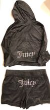 Juicy Couture Bling Velour Long Sleeve Hoodie &amp; Shorts Set Liquorice Bla... - €60,09 EUR
