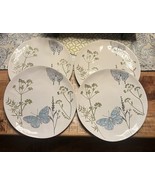 ELI ANA HANDMADE CERAMICS 11” BLUE SPRING BUTTERFLY  DINNER 4 PLATES SET... - €60,11 EUR
