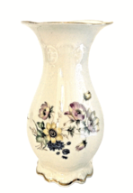 Rosenthal Germany Moliere Vase White Porcelain w/Floral Bouquet 7&quot;H Gold... - £19.86 GBP