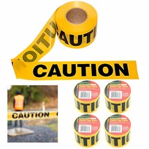 4 Rolls Yellow Caution Tape Safety Hazard Danger Warning Weatherproof 3&quot;... - $36.09